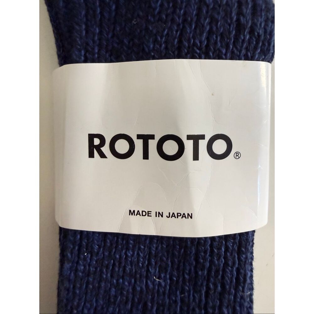 ROTOTO Ragg Crew Socks Navy Merino Wool Cotton Made Japan Unisex Size L 27-29cm - Picture 5 of 6